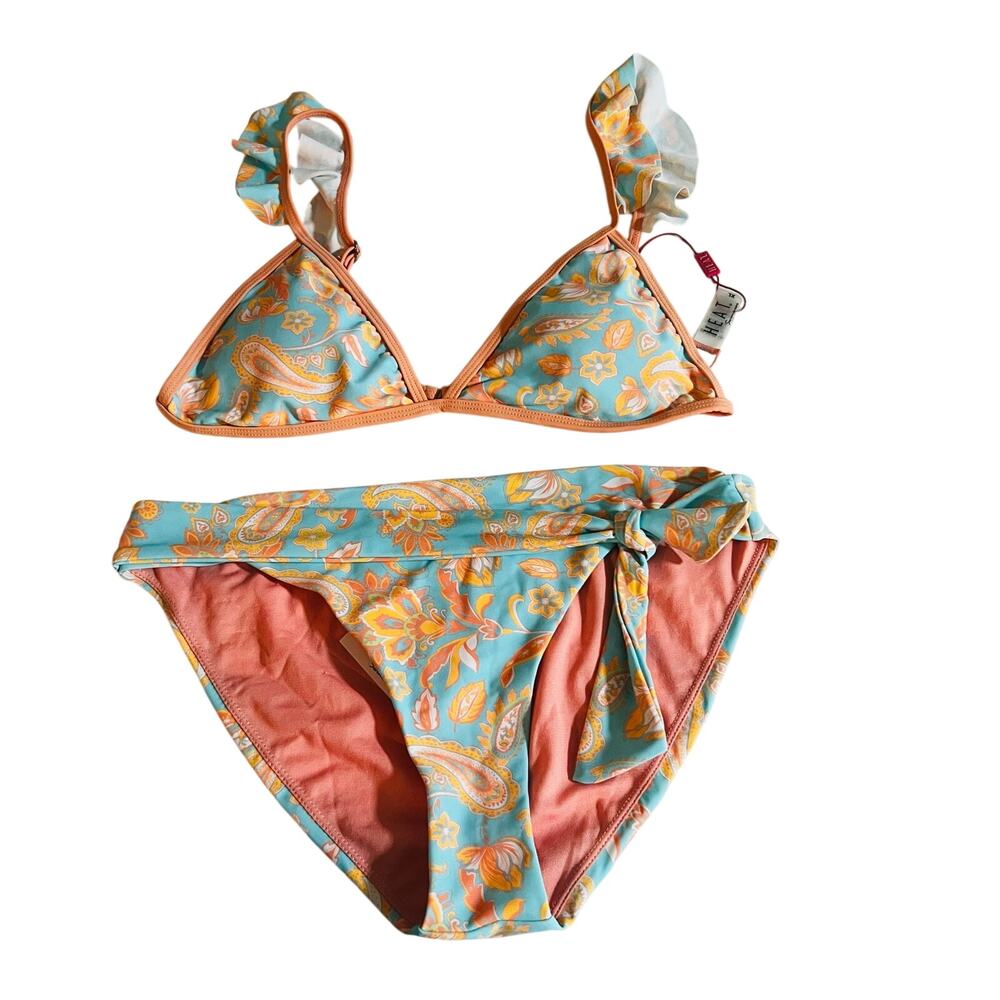 Heat Printed Two Piece Bikini Swim Bikini Set Size L Large Top Medium Bottom NWT - Picture 6 of 6